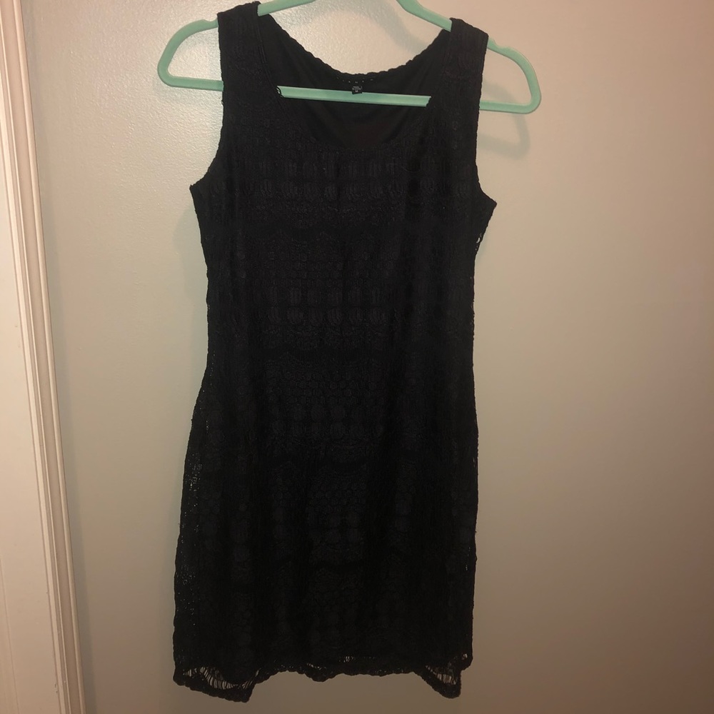 Simple black lace dress.